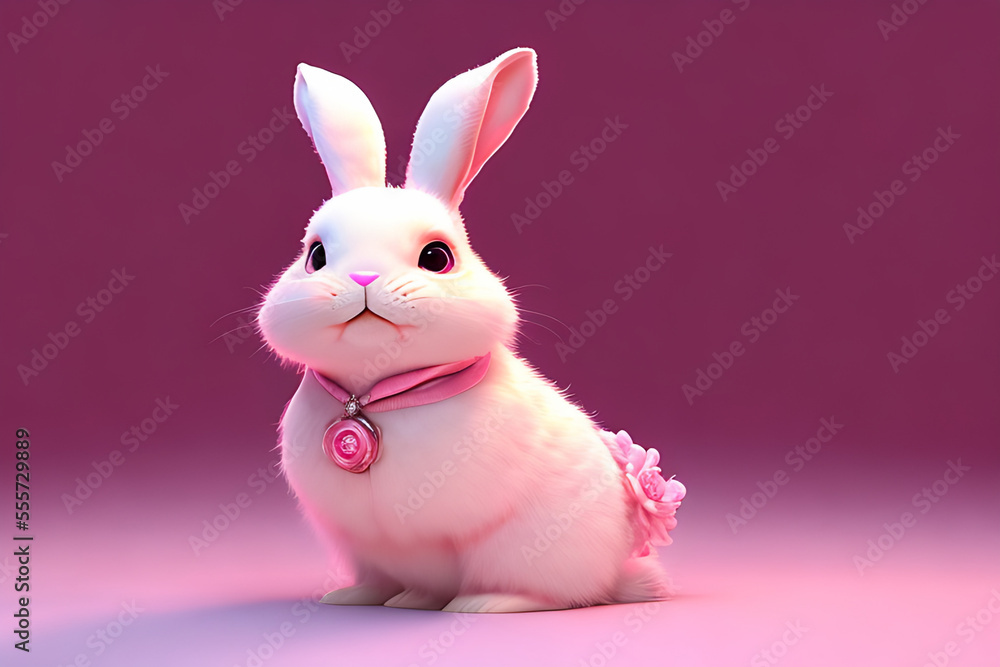 Obraz premium rabbit, bunny, chinese new year, cny, holiday, animal, stuffed, pink, spring, new year, cute, hare, year of rabbit, celebration, gift, year