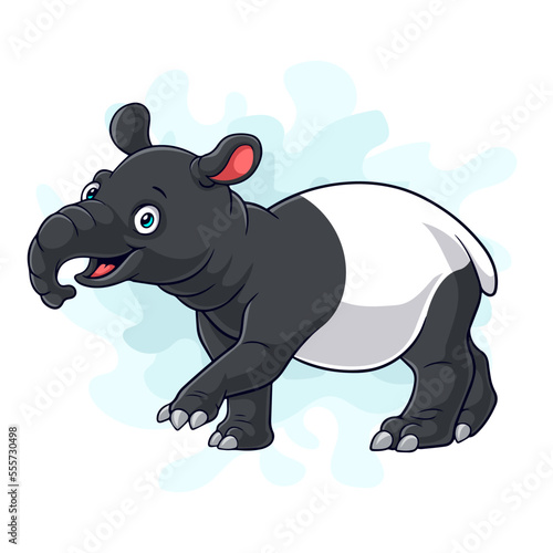 Cartoon funny tapir isolated on white background