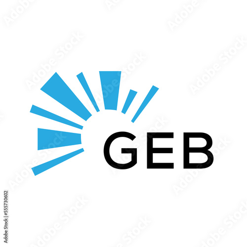 GEB letter logo. GEB blue image on white background and black letter. GEB technology  Monogram logo design for entrepreneur and business. GEB best icon.
