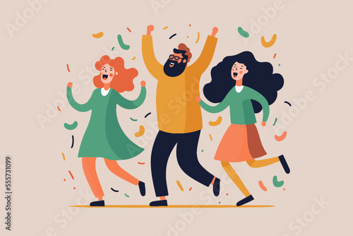 happy laugh group people, portrait of smiling teenage boys and girls on party