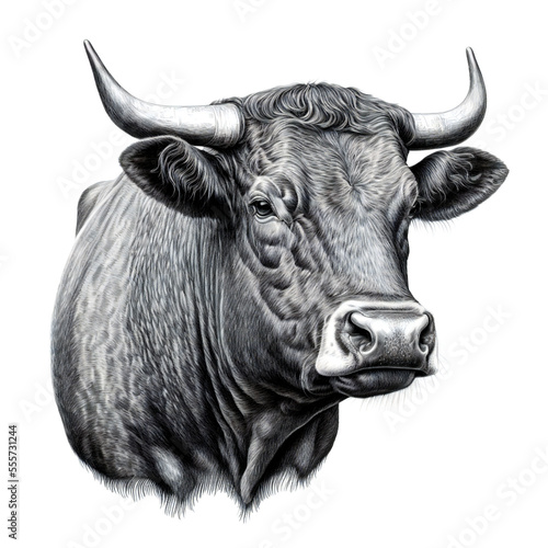 Head of bull/cow engraving