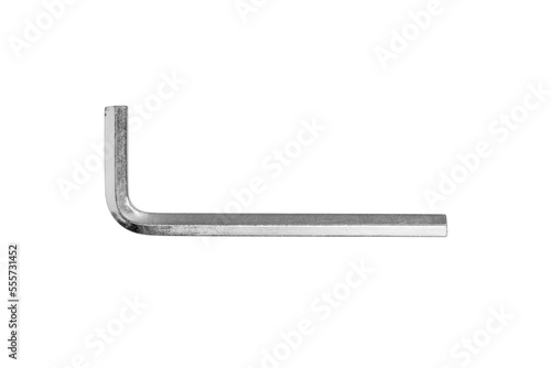 Hex key isolated on white background. Hex wrench close-up.