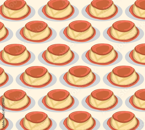 Flan mexican food vector. Best Mexican Dishes. Latin american food illustration. 