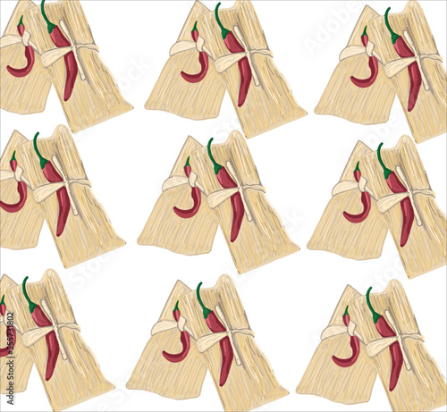 Tamales mexican food vector. Best Mexican Dishes. Latin american food illustration.	