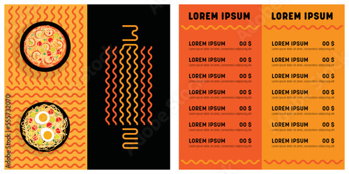 asian food noodle tow fold menu black and red