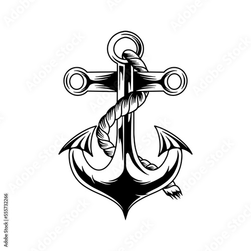 Vintage monochrome ship anchor vector design