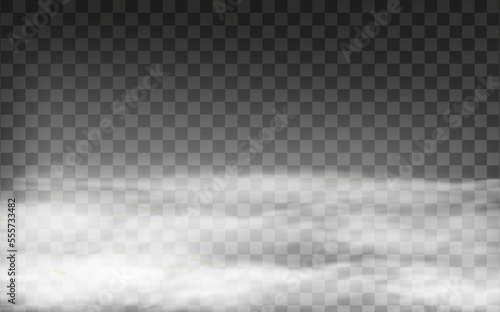 White vector cloudiness ,fog or smoke on dark checkered background.Cloudy sky or smog over the city.Vector illustration.