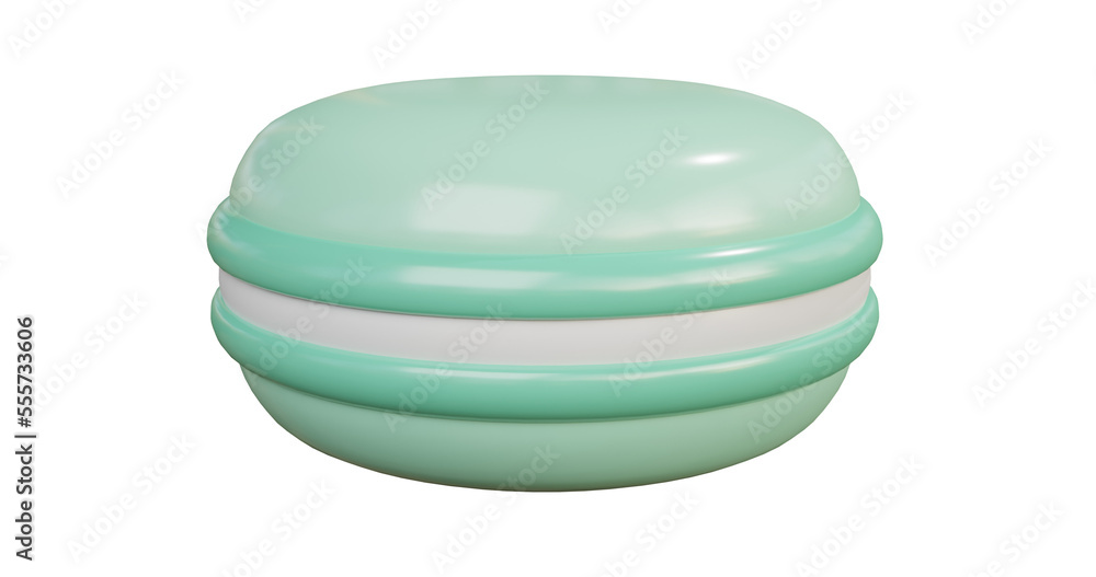 Green Macaron front picture. 3d rendering. Green Macaron front picture. 3d rendering.