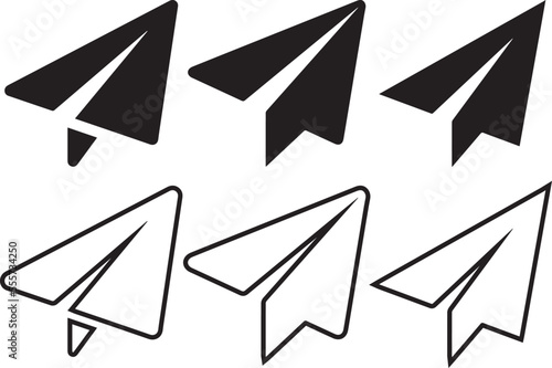 paper planes collection on transparent background. Origami aircraft in flat style. paper airplane, plane icon design. Travel symbol, vector illustration