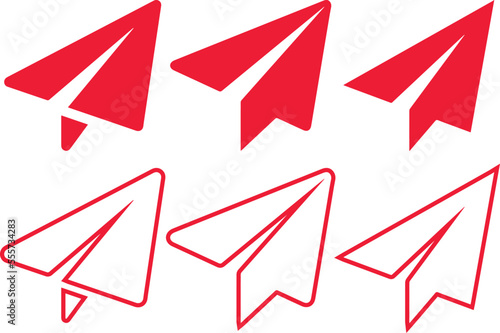 paper planes collection on transparent background. Origami aircraft in flat style. paper airplane, plane icon design. Travel symbol, vector illustration