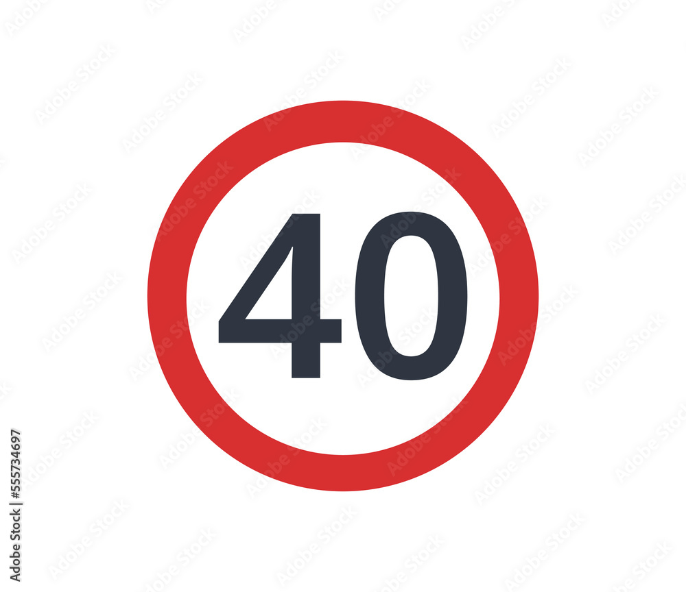 Speed limit of 40 Icon. Speed limit of 40 Icon.