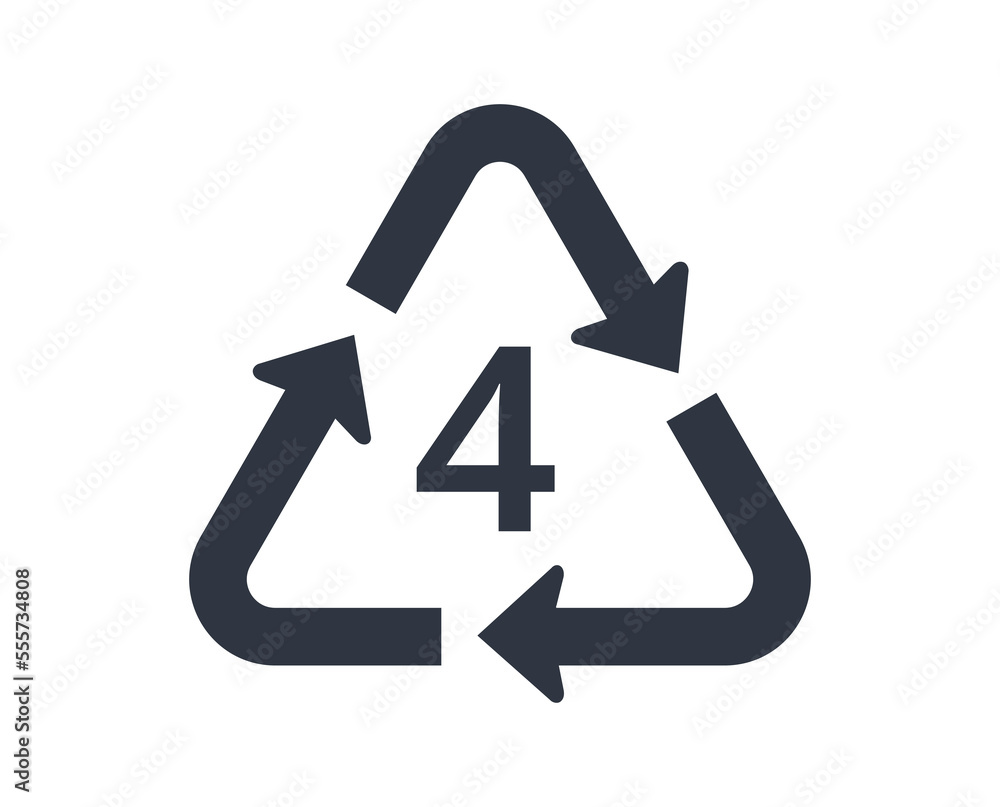 Recycle LDPE or PE-LD icon, number 4. Recycle LDPE or PE-LD icon, number 4.