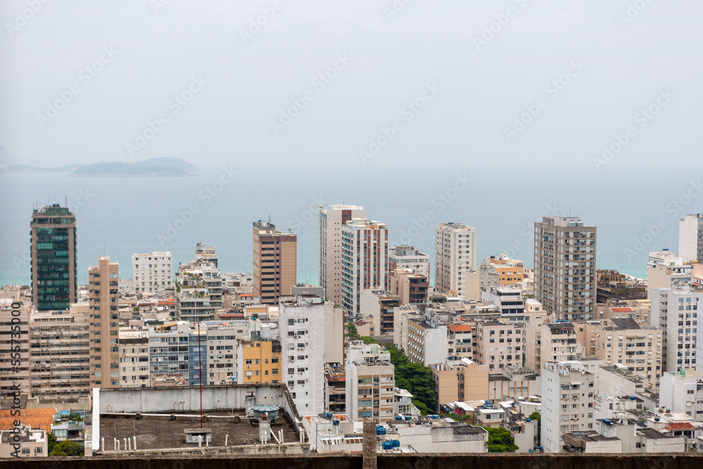 Buildings in the Ipanema neighborhood seen from Cantagalo Hill in Rio de Janeiro, Brazil.