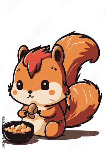 Squirrel, Eichhörnchen, Eichhoernchen, Cute Animal , Kawaii, vector, Childrens Room, Kids Room, Comic, Cartoon, Sqirrel, 