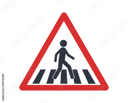 Pedestrian crossing traffic sign. 
