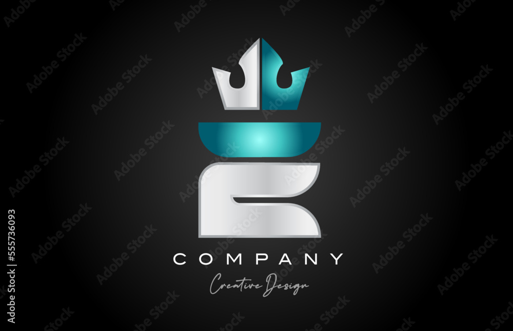 blue grey E alphabet letter logo icon design. Creative crown king template for business and company blue grey E alphabet letter logo icon design. Creative crown king template for business and company