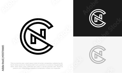 letter CN or NC initial logo design vector	