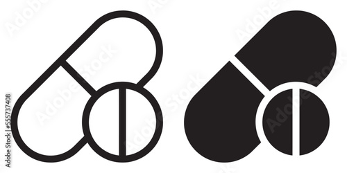 ofvs271 OutlineFilledVectorSign ofvs - pill medicals pharmaceutical vector icon . addiction . medicine tablets . isolated transparent . black outline and filled version . AI 10 / EPS 10 / PNG . g11611