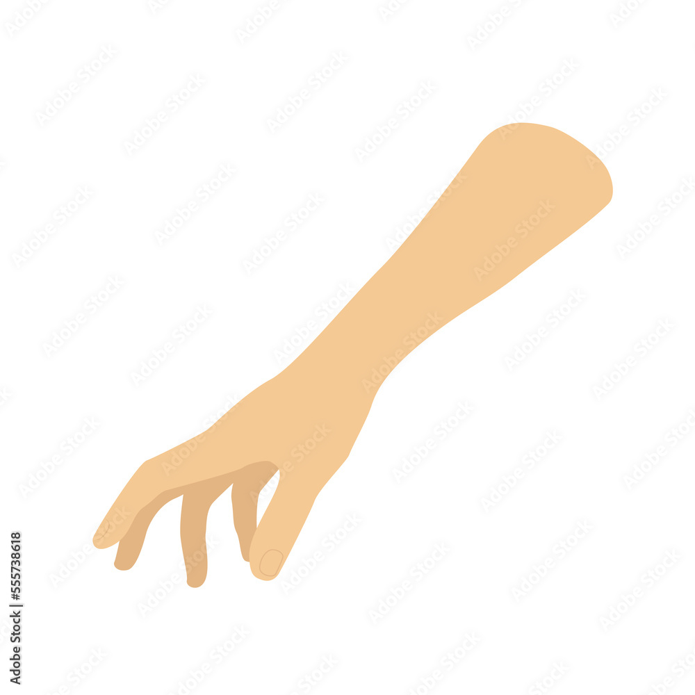 Taking hand. Hand is reaching for something. Flat, cartoon, vector Taking hand. Hand is reaching for something. Flat, cartoon, vector