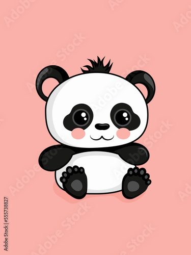 Vector illustration with cute cartoon baby panda. 