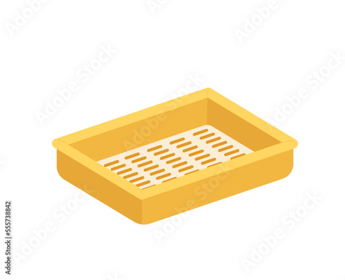 Empty litter box for cat. Litter box. Cartoon, flat, vector