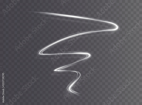 Light white Twirl. Curve light effect of white line. Element for your design, advertising, postcards, invitations, screensavers, websites, games.
