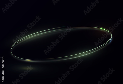 Light golden, green, neon Twirl. Curve light effect of golden line. Luminous golden circle. Element for your design, advertising, postcards, invitations, screensavers, websites, games.