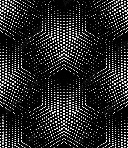 Vector seamless texture. Modern geometric background . A grid with hexagonal tiles of dots. 
