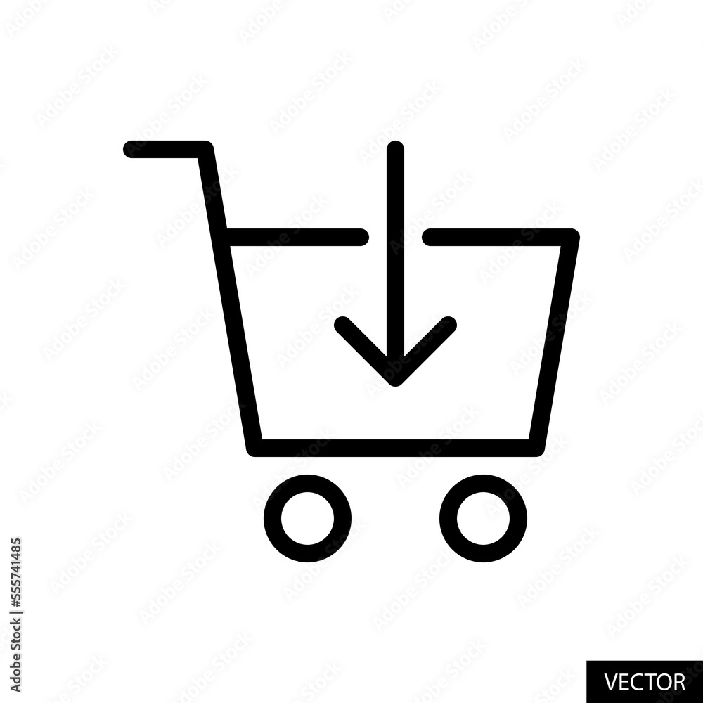 Add to cart vector icon in line style design for website, app, UI, isolated on white background. Editable stroke. Vector illustration. Add to cart vector icon in line style design for website, app, UI, isolated on white background. Editable stroke. Vector illustration.