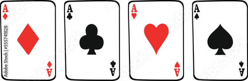 Aces of all Suits of a deck of playing cards