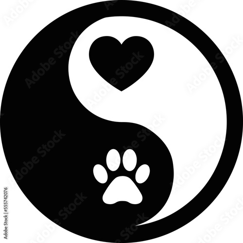 Dog Paw Print Ying Yang Design Vector