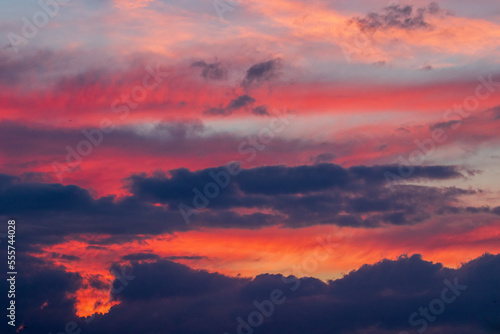 sky with clouds and lots of colours at sunset