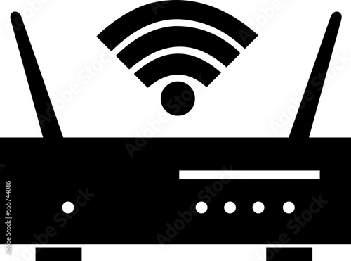 vector illustration of router icon or moden with wave frequencies