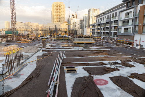 Tapet Concrete slab curing by hessian cloth after concrete casting in construction sit