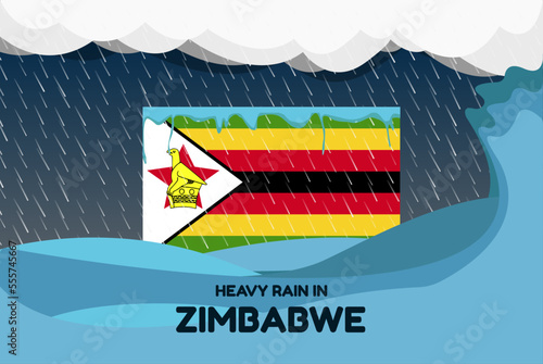 Heavy rain in Zimbabwe banner, rainy day and winter concept, cold weather, flood and precipitation