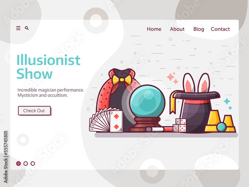 Illusionist Magic Show Line Art Web Banner