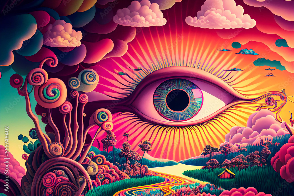 Premium AI Image  abstract psychedelic neon cartoon of dream