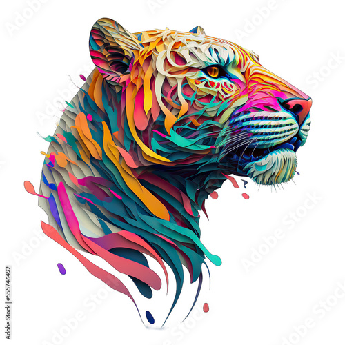Multicolored animal 3d for t-shirt printing design and various uses