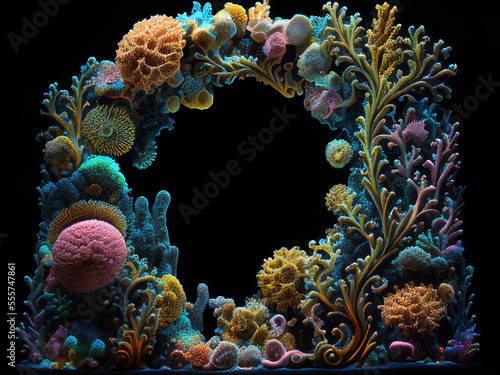 Fototapeta Naklejka Na Ścianę i Meble -  coral  picture frame. sketch art for artist creativity and inspiration. generative AI