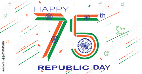 75th Republic Day in India celebration on January 26 illustration, it's designed by vishal singh  photo