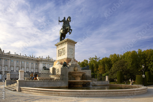 Statue of King Philip IV, Plaza de Oriente, Madrid, Spain photo