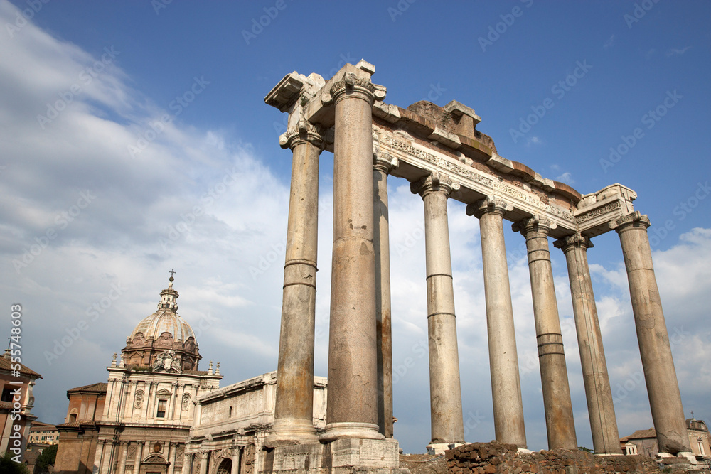 Temple of Saturn and the Curia Julia, Rome, Italy Temple of Saturn and the Curia Julia, Rome, Italy