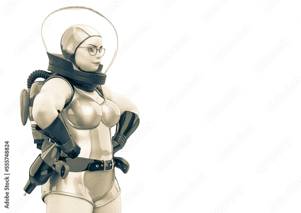 astronaut pinup girl got the power with copy space astronaut pinup girl got the power with copy space