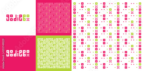 Goodie box logo and pattern gift box pink and green logo