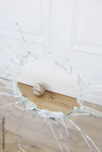 Broken Window and Baseball photo