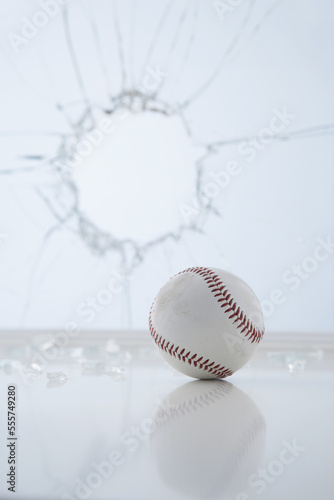 Broken Window and Baseball photo