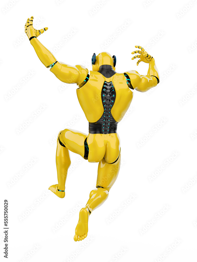 cyber tigerin is jumping rear view cyber tigerin is jumping rear view