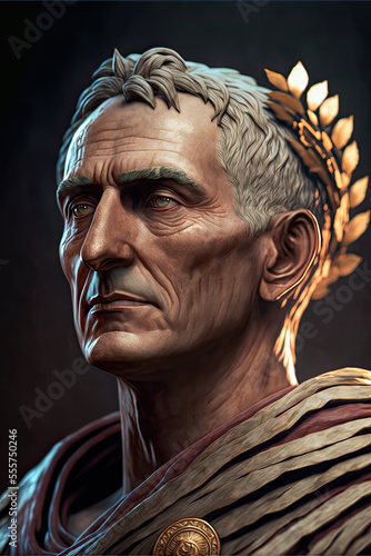 Roman Emperor Julius Caesar. Generative AI photo