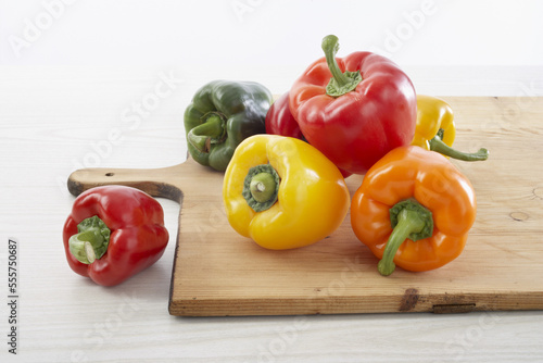 Peppers on Cutting Board