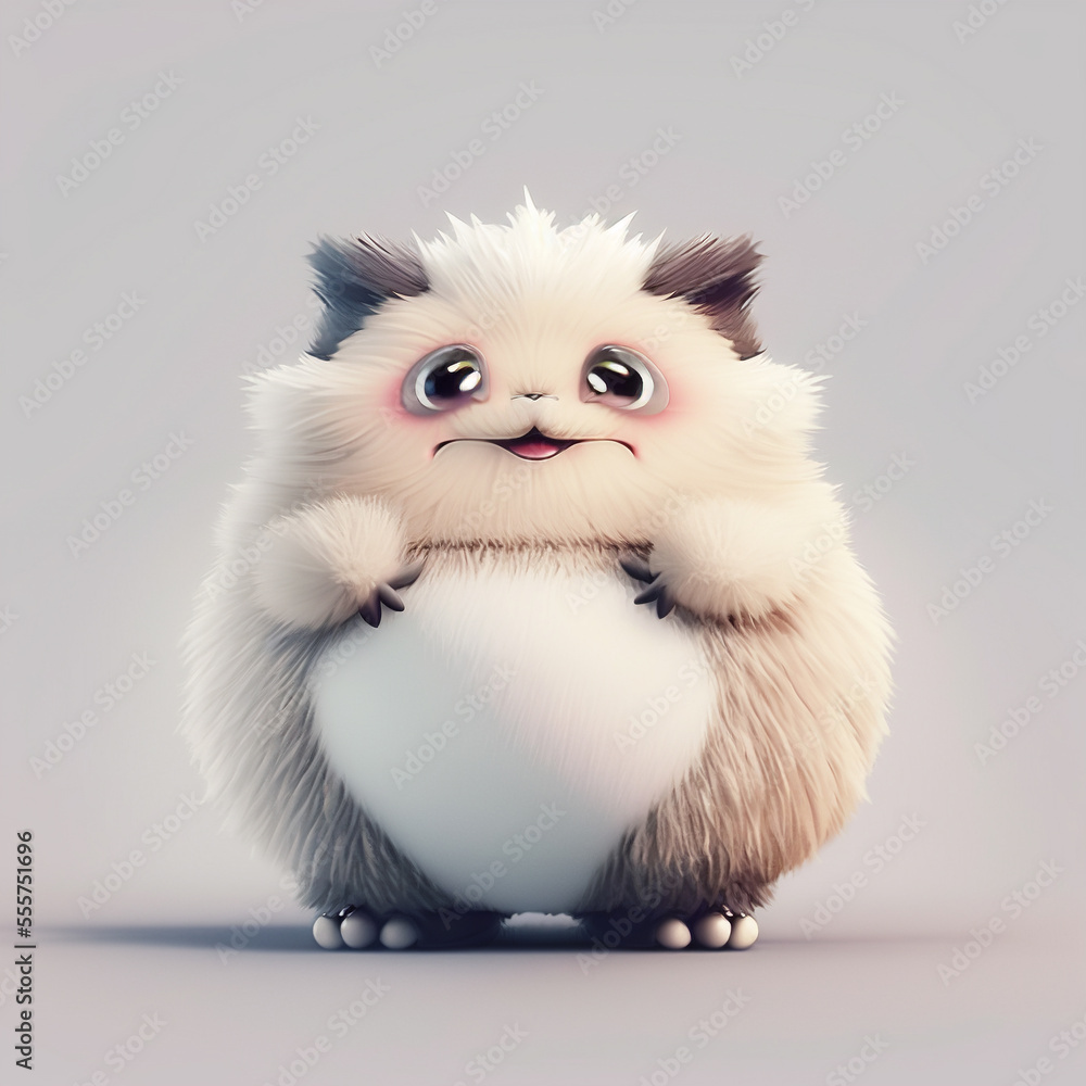 Magical fluffy kitty baby creature isolated - Created with Generative AI Technology Magical fluffy kitty baby creature isolated - Created with Generative AI Technology